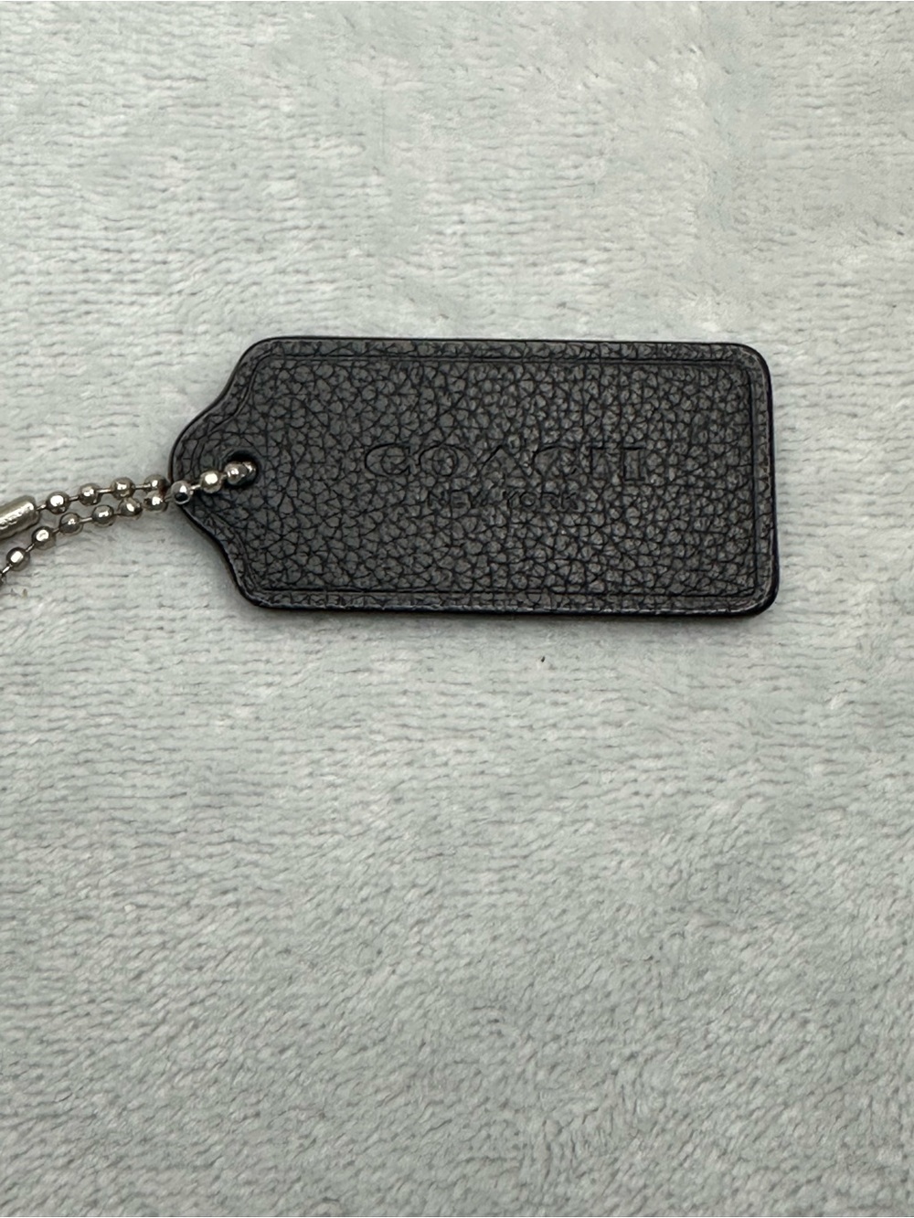 Coach Black Pebbled Leather Hang Tag Bag Charm Keychain Replacement